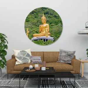 01.02.003 gouden boeddha in bossen woonkamer sfeer cirkel