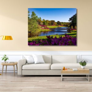 03.01.007 rivier met brug door de natuur woonkamer sfeer liggend