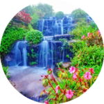 03.02.002 waterval tussen de planten en de bloemen cirkel