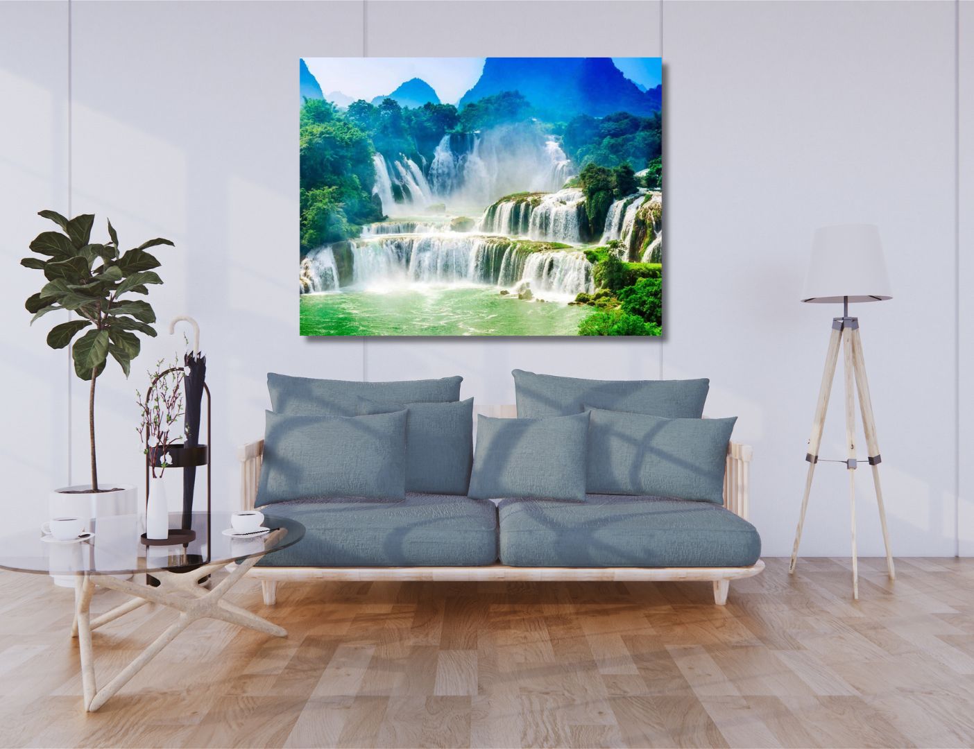 03.02.005 watervallen in de jungle woonkamer sfeer liggend