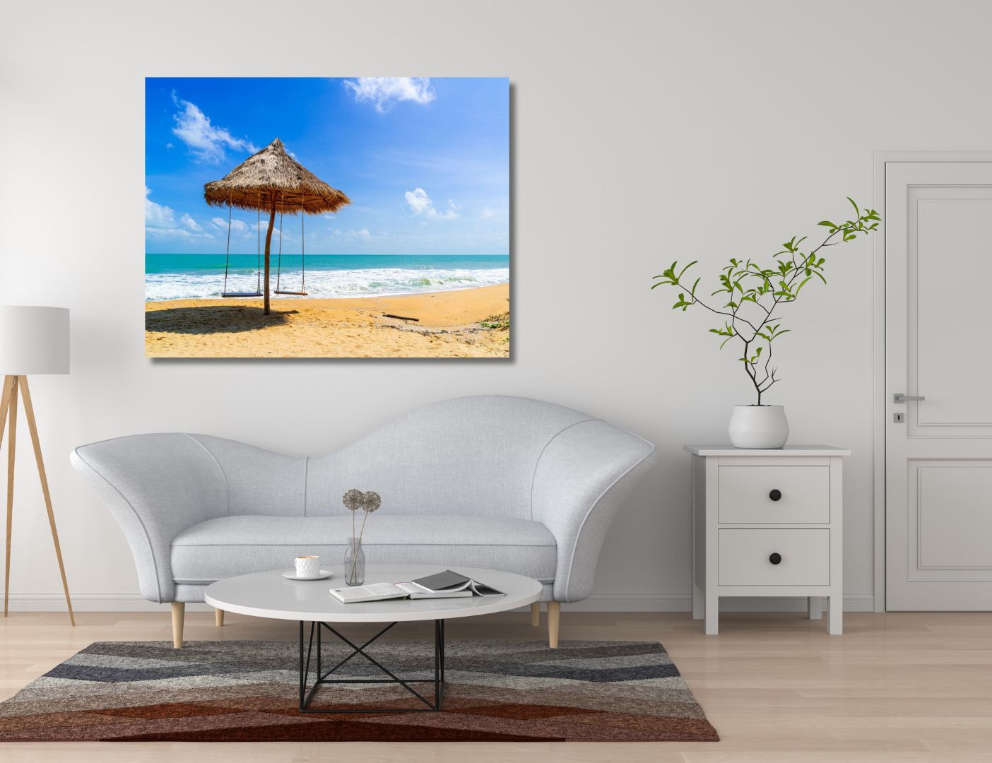 03.03.002 schommel op het strand woonkamer sfeer liggend