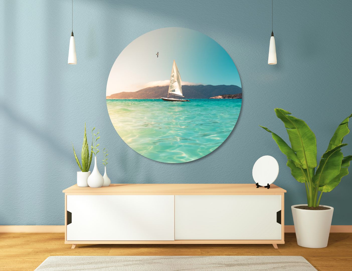 03.03.014 zeilboot op heldere zee woonkamer sfeer cirkel