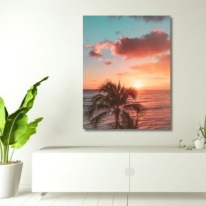 03.03.018 zonsopkomst met palmboom woonkamer sfeer staand