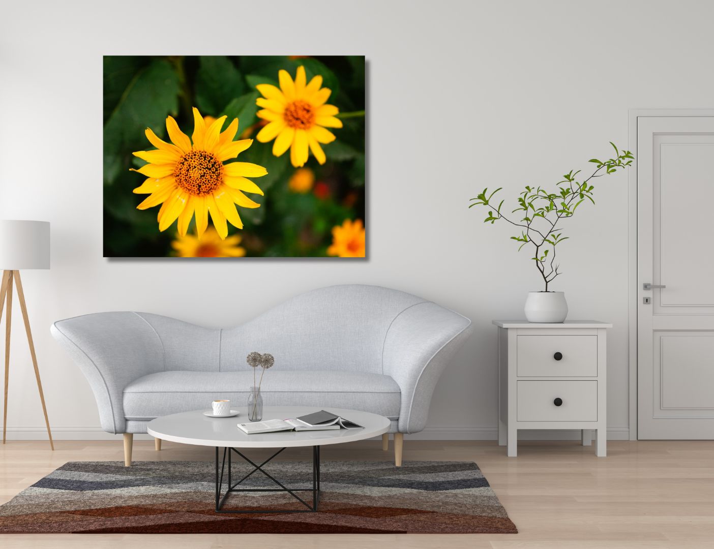 03.04.002 zonnebloem close up woonkamer sfeer liggend