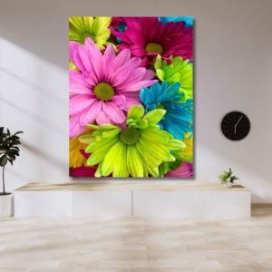 03.04.016 felkleurige chrysanten woonkamer sfeer staand