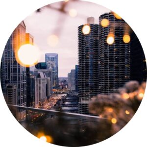 04.01.021 stedelijke hoogbouw met sierverlichting cirkel