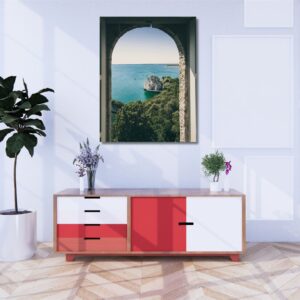 04.01.023 boogvenster met uitzicht op zee woonkamer sfeer staand