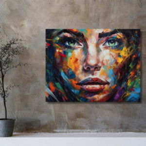 07.01.001 abstract colors paints woman woonkamer sfeer liggend kopie