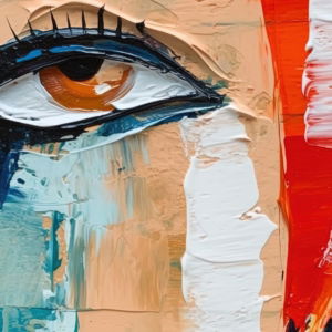 07.01.003 abstract oil painting with face liggend