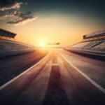 07.01.009 leeg circuit met zonsondergang liggend