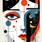 07.01.015 abstract geverfde portret staand