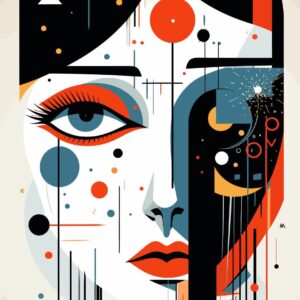 07.01.015 abstract geverfde portret staand