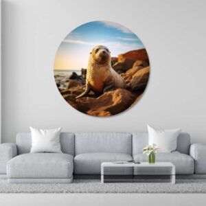 07.01.016 zeehond op rotsen woonkamer sfeer cirkel