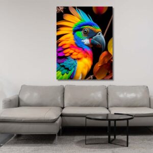 07.01.019 kleurrijke papegaai woonkamer sfeer staand